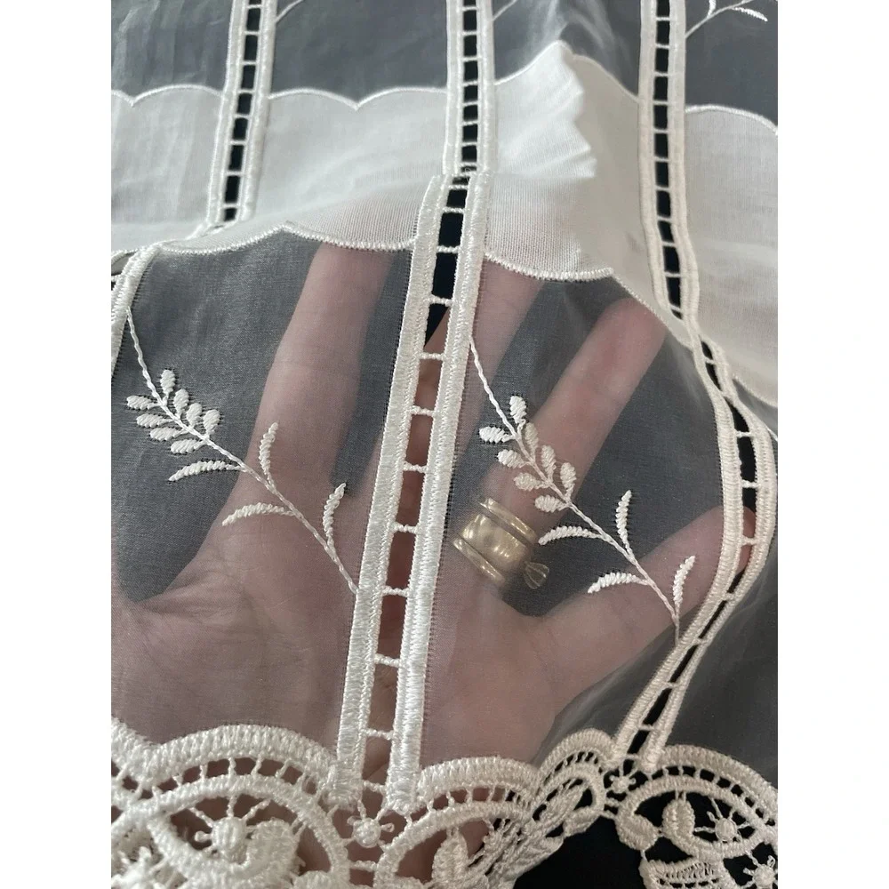 Vintage European Macrame Lace  Valance Ecru Beige‎ French Country  17